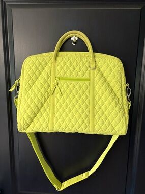 *Rare Vera Bradley lime green quilted weekend briefcase crossbody bag